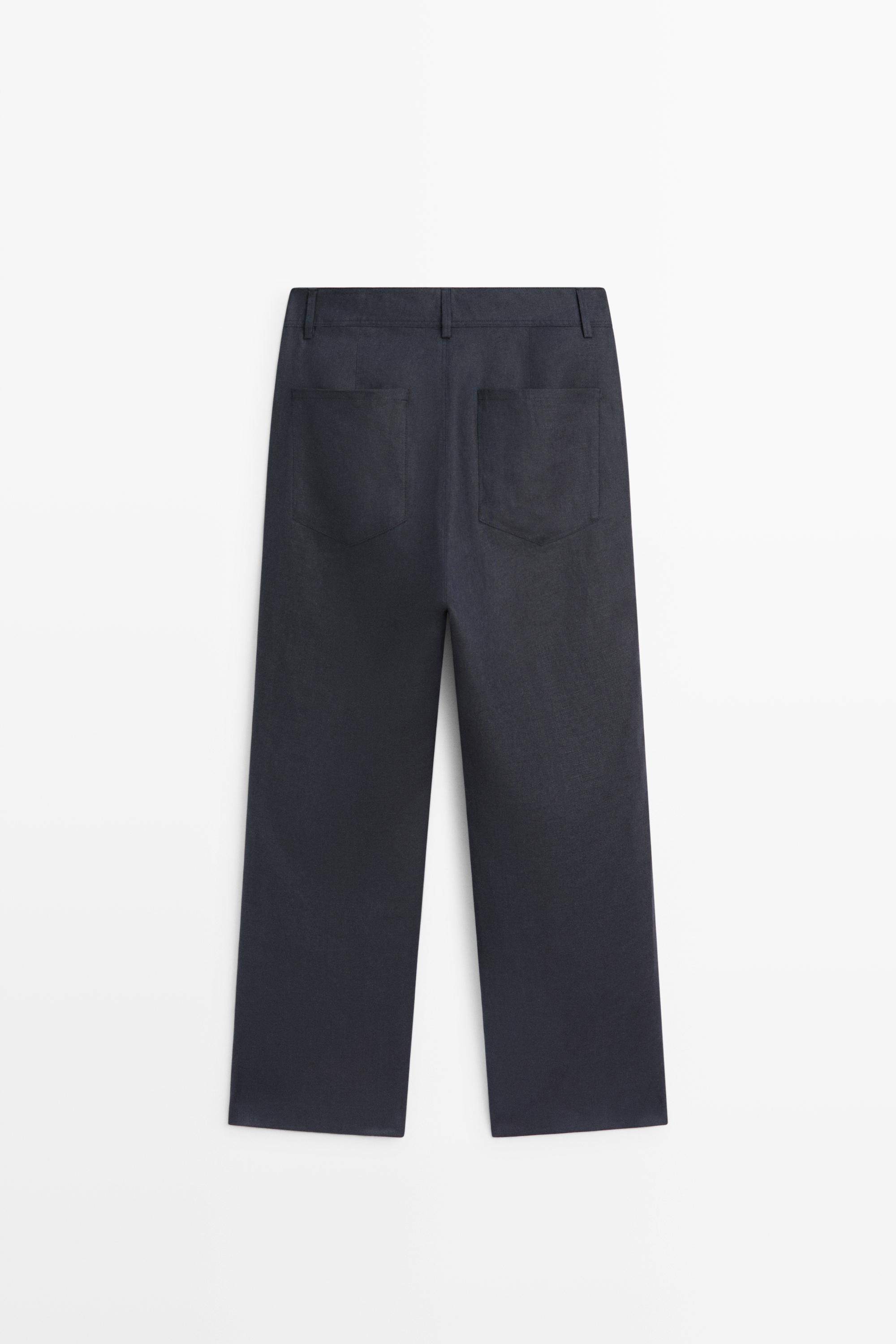 Pantalon kick flare cropped en lin